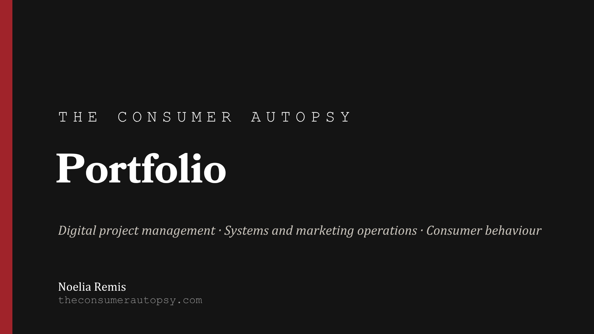 The Consumer Autopsy portfolio cover